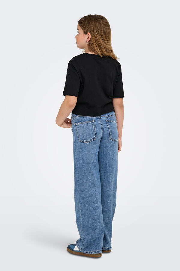 Only Girls Top de manga corta con nudo negro