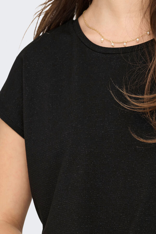 Only Camiseta regular fit glitter negro