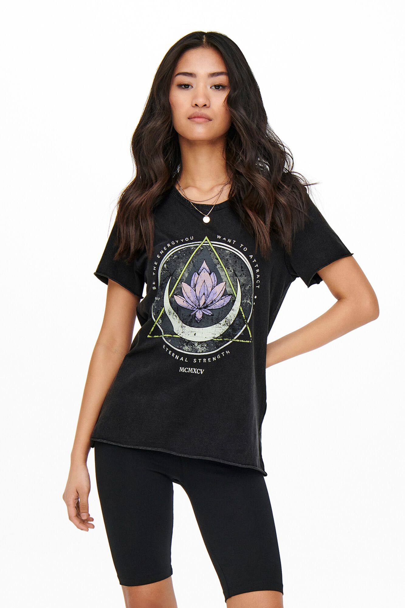 Only T-shirt de manga curta estampada