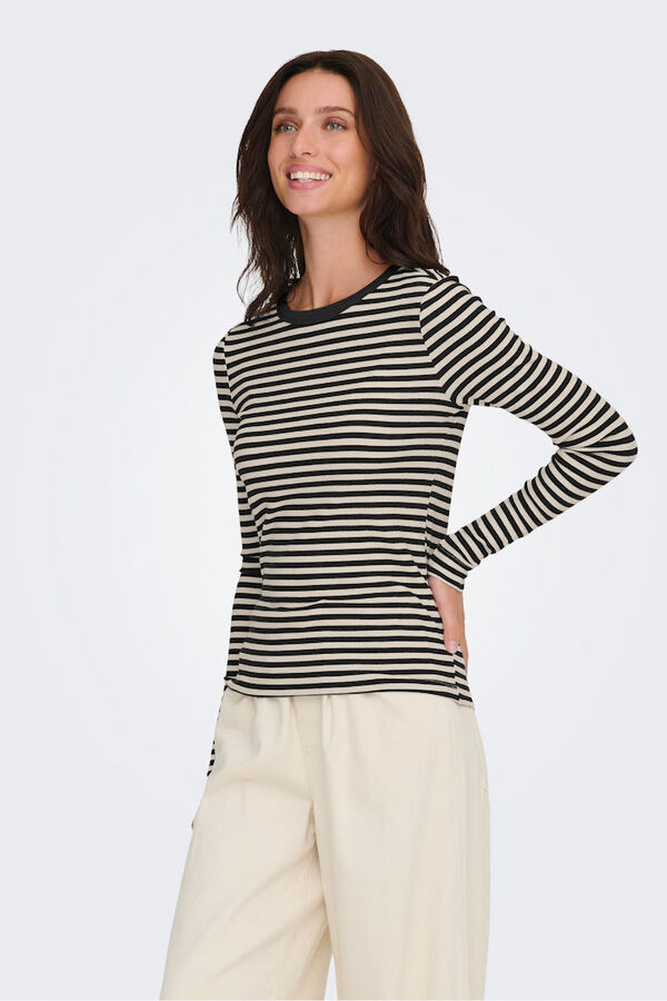 Only Camiseta de rayas manga larga negro