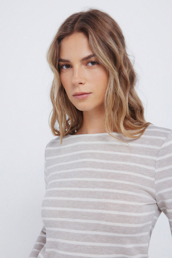 Springfield Pletena majica na pruge Siva