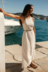 Springfield Vestido midi halter bordado blanco