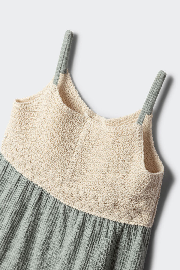 Springfield Kids Haljina za devojčice sa heklanim detaljima Zelena