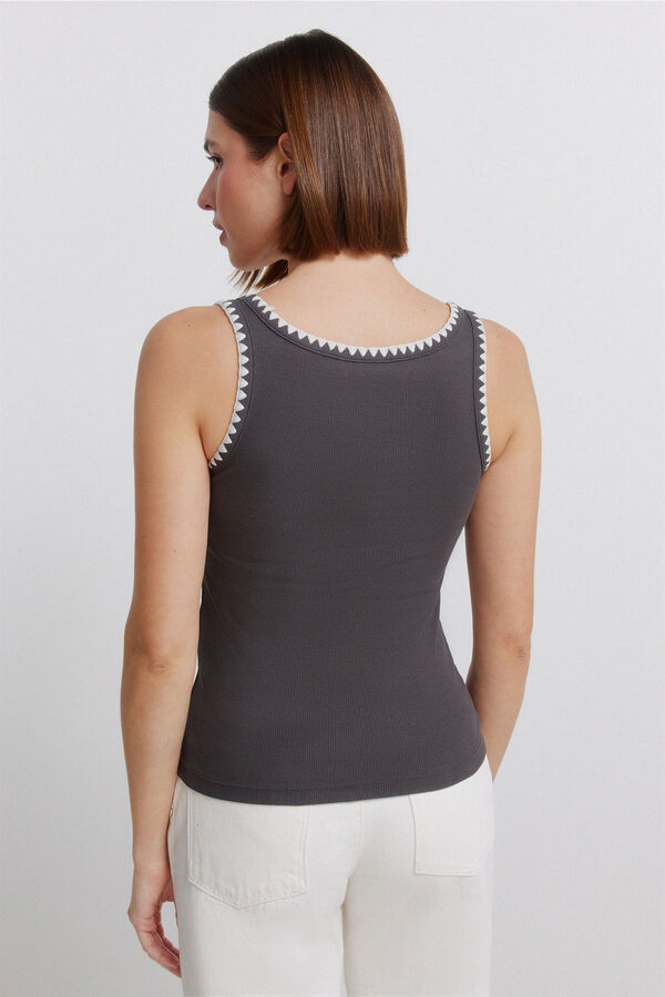 Springfield Embroidered racer back vest top grey