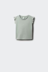 Springfield Kids Majica kratkih rukava sa volanom i vezom za devojčice Zelena