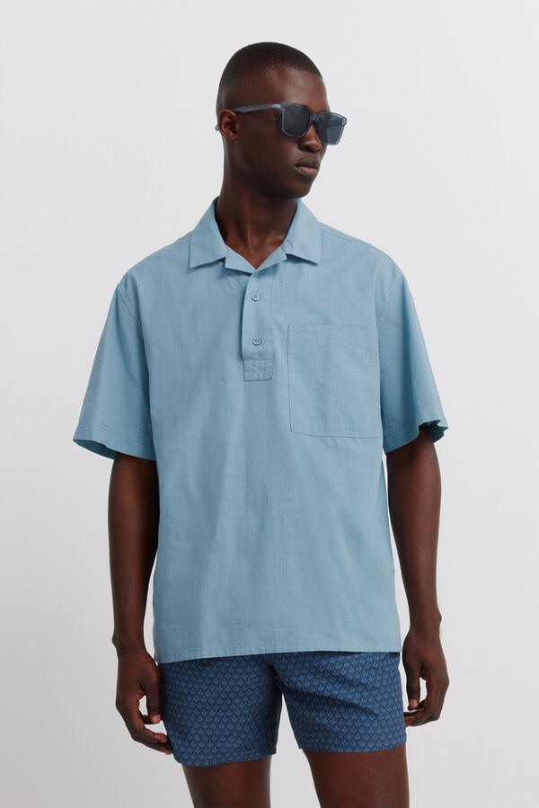 Springfield Kupaći kostim sa mozaik printom i džepom sa rajsfer&scaron;lusom Plava