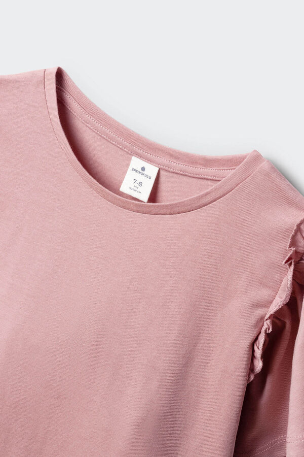 Springfield Kids Osnovna majica kratkih rukava sa karnerima za devojčice Ljubičasta