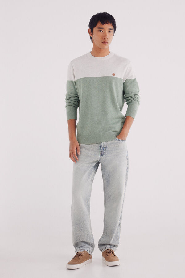 Springfield Osnovni džemper sa blokovima boja Zelena