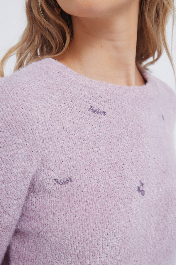 Springfield Džemper od &scaron;enila s tre&scaron;njama Ljubičasta/Lila