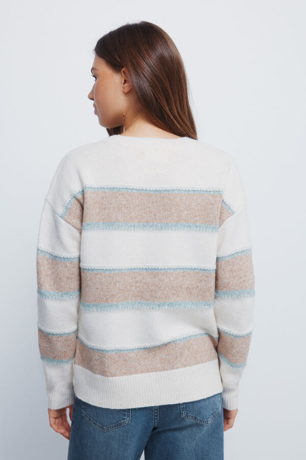 Springfield Vi&scaron;ebojni reljefni prugasti džemper Boja Kože