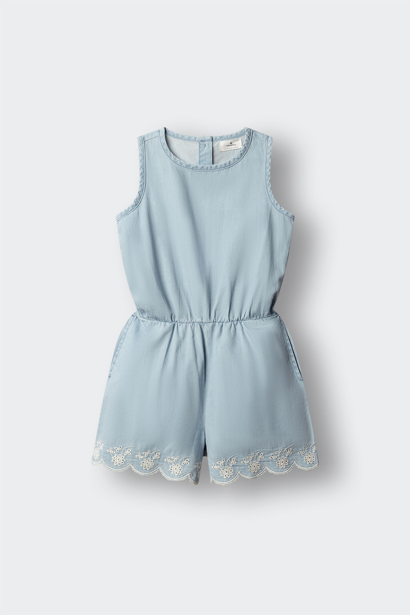 Springfield Kids Jardineiras curtas em denim recortado menina