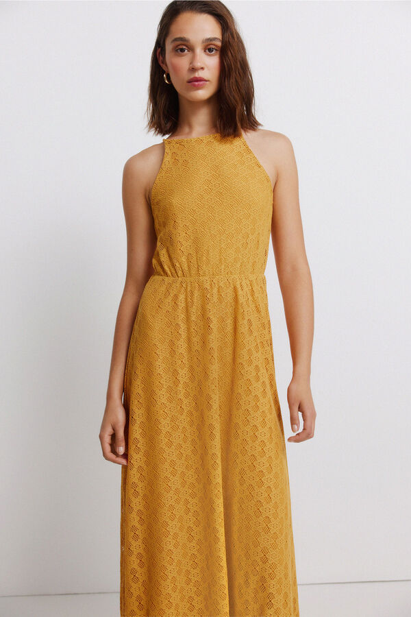 Springfield Vestido midi halter bordado estampado