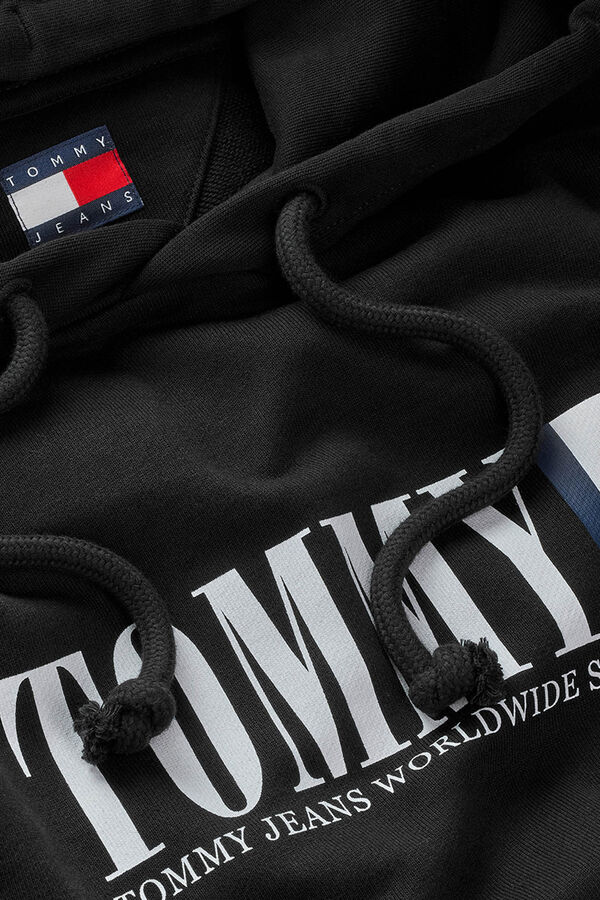 Tommy Jeans Sweatshirt masculino com capuz ajust&aacute;vel preto