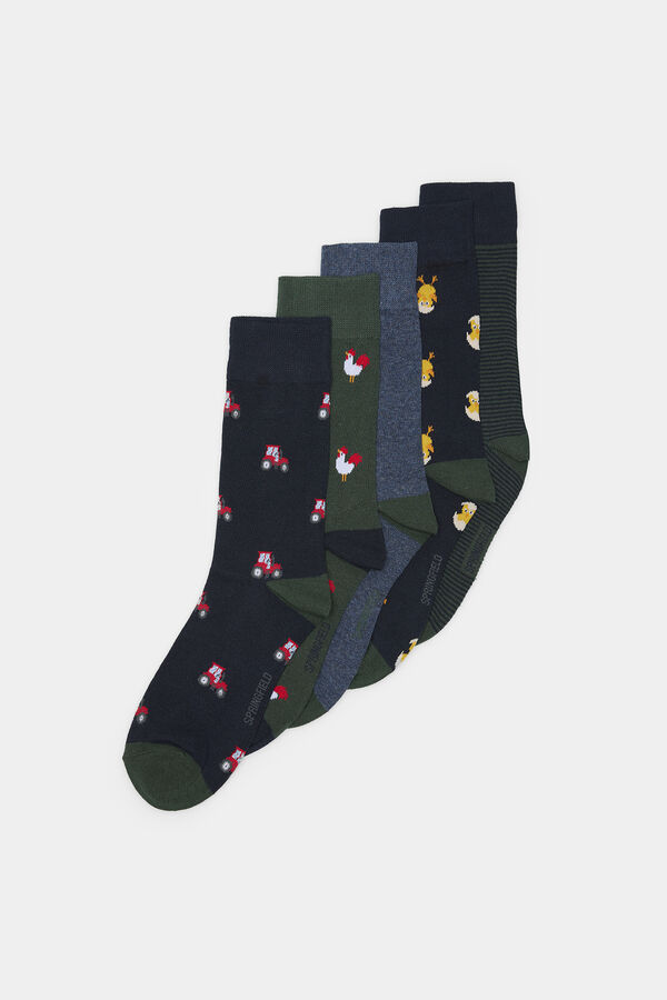 Springfield Pack de 5 chaussettes hautes dans les tons verts vert