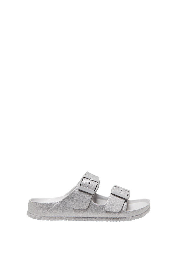 Only Sandalia plana glitter gris