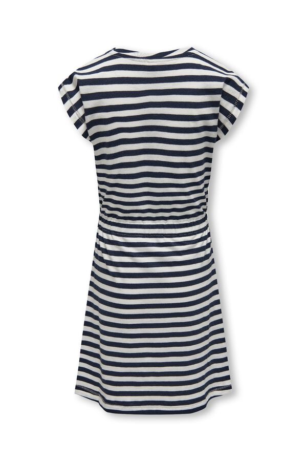 Only Girls Vestido marinero a rayas de manga corta azul
