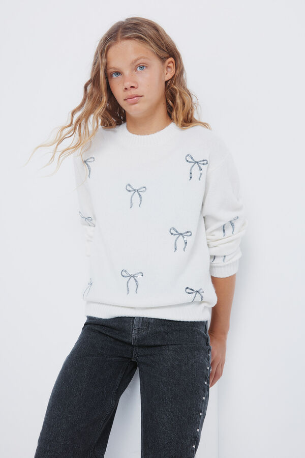 Springfield Kids Džemper sa ma&scaron;nom za devojčice Bež