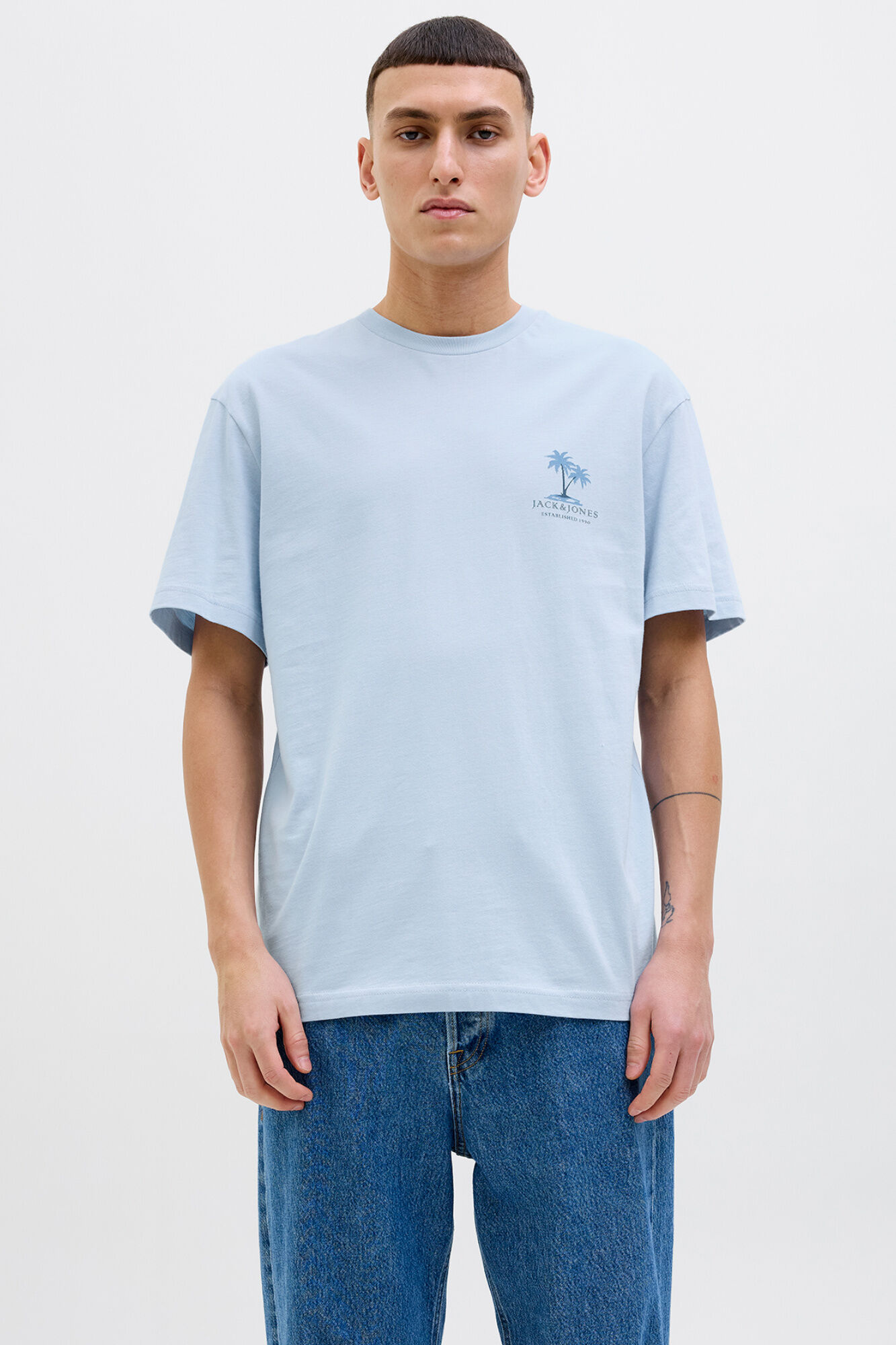 Jack & Jones T-shirt slim com estampado nas costas