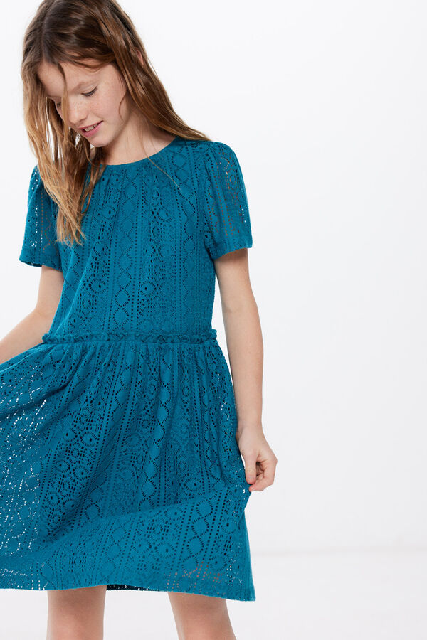 Springfield Vestido crochet menina turquesa