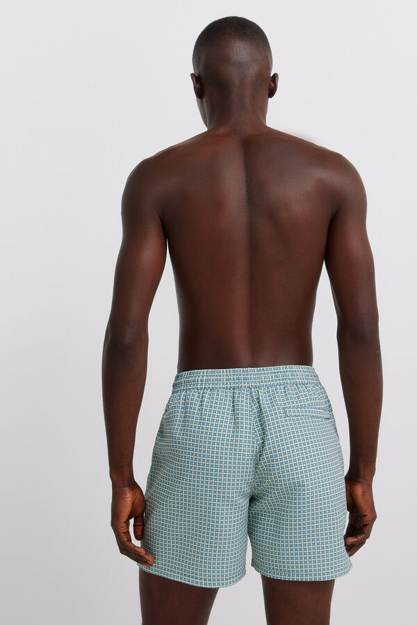 Springfield Kupaći kostim sa geometrijskim printom i džepom sa rajsfer&scaron;lusom Plava