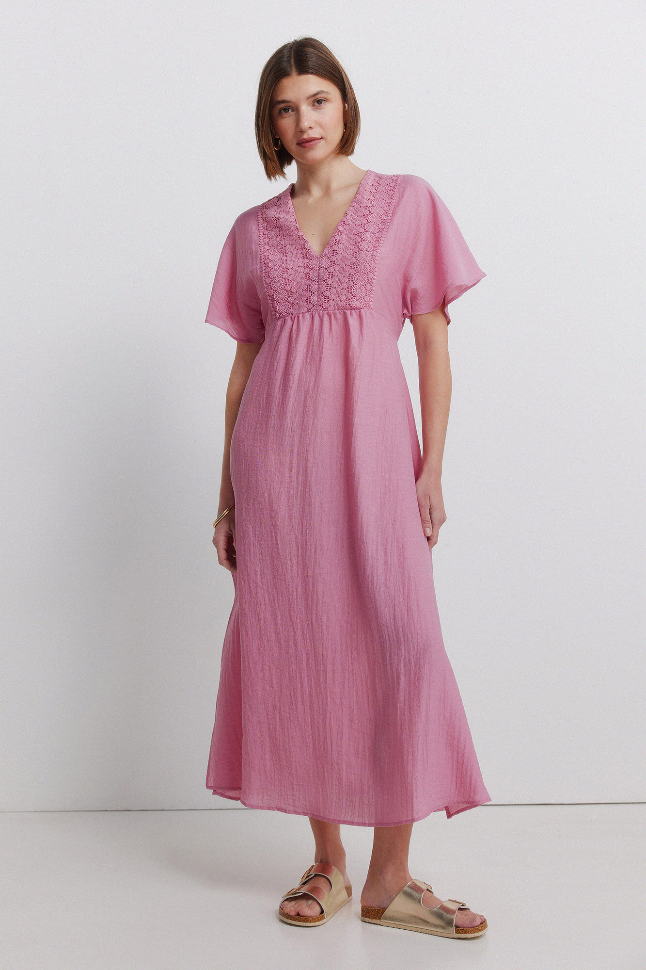 Springfield Vestido midi caft&aacute;n bordado