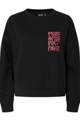 Pieces Sweatshirt com estampa pequena preto