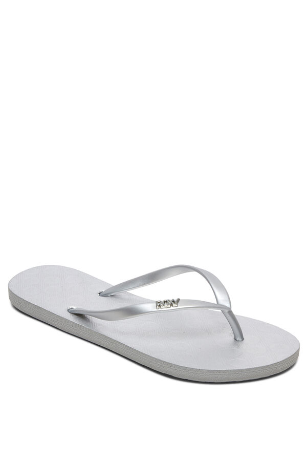 Roxy Chanclas tiras logo met&aacute;lico gris