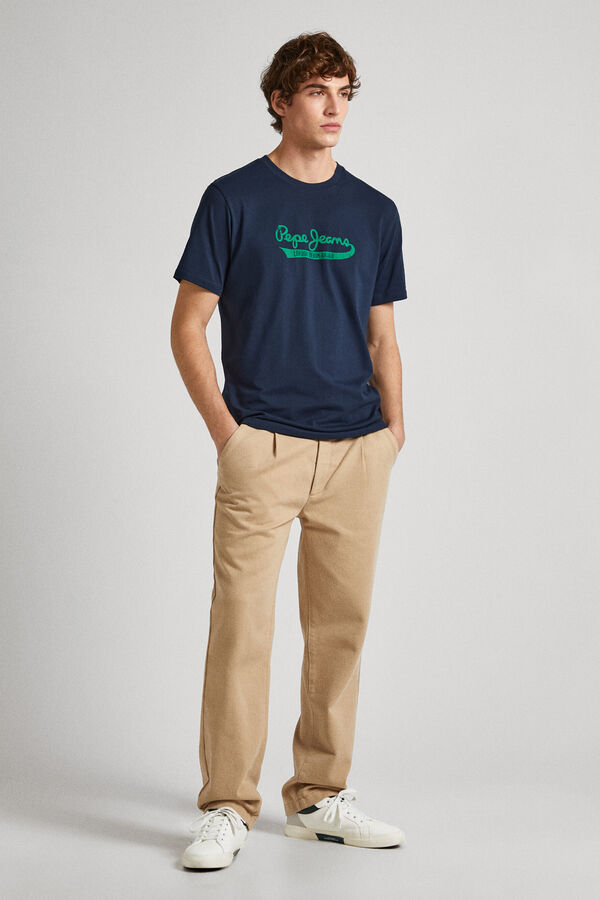 Springfield T-Shirt Regular Fit Logo-Print marino