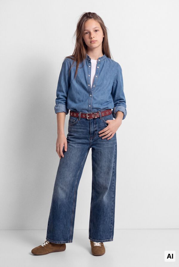 Springfield Kids Devojčija teksas bluza Plava