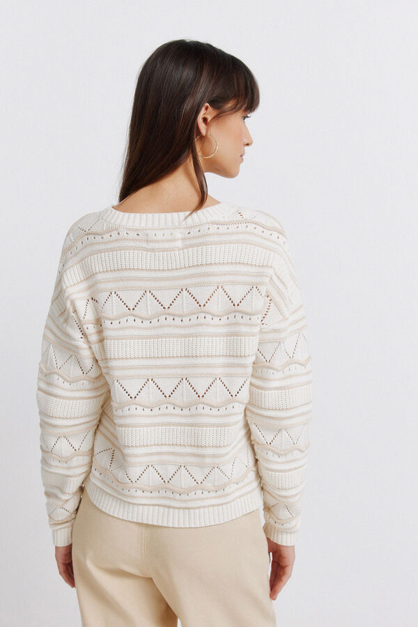 Springfield Pointelle pleteni džemper Print