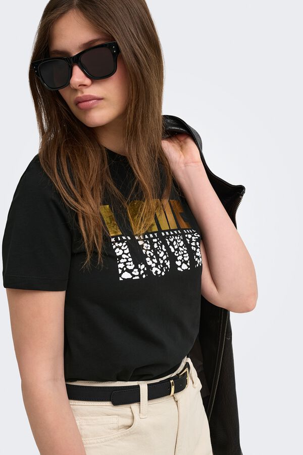 Only Camiseta dibujo frontal negro