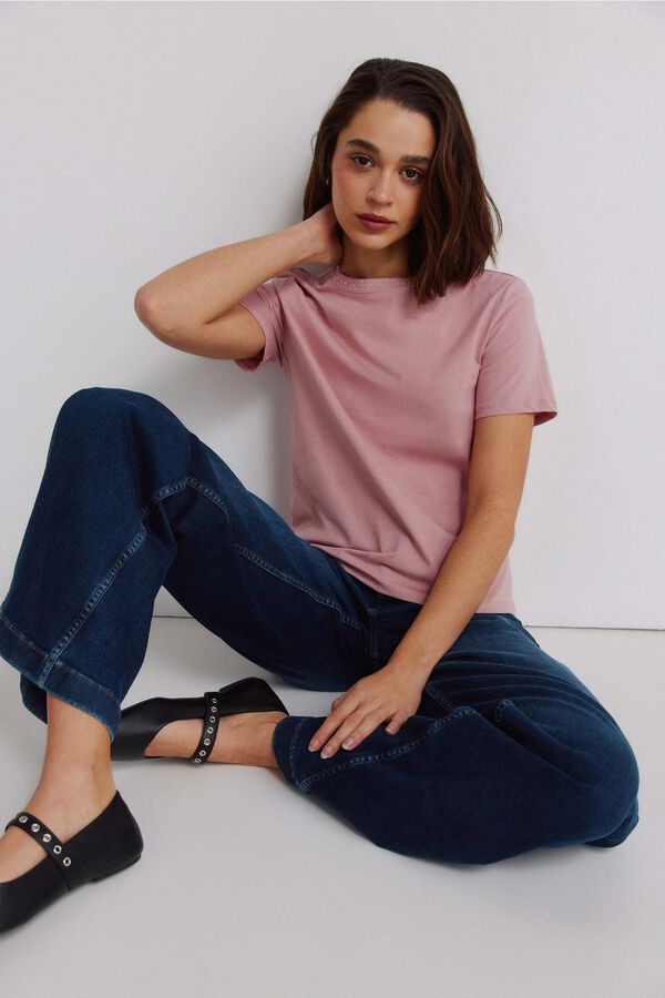 Springfield Majica kratkih rukava sa nitnama Roze