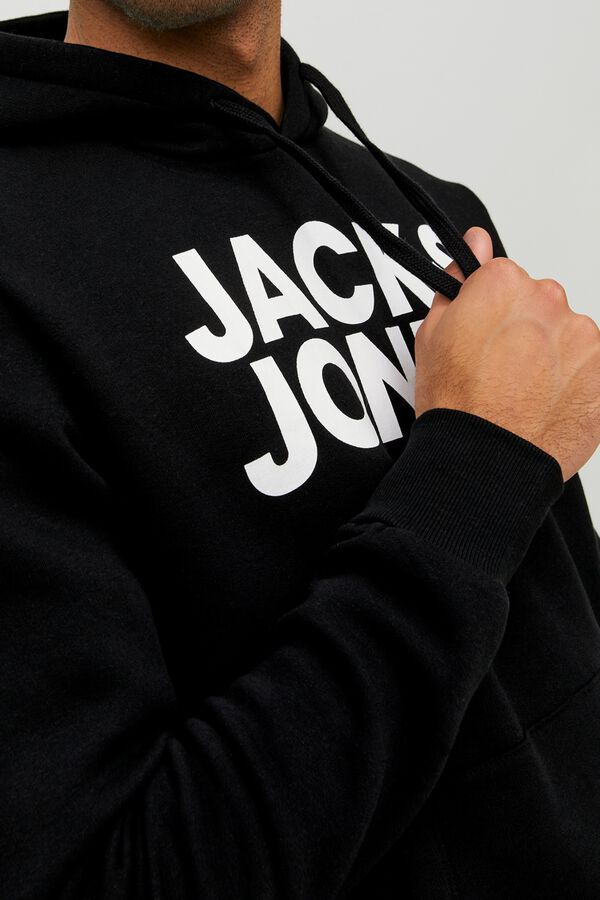 Jack & Jones Log&oacute;s kapucnis pul&oacute;ver fekete