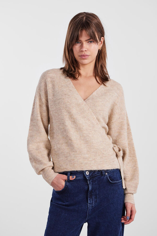 Pieces Camisola de l&atilde; bege