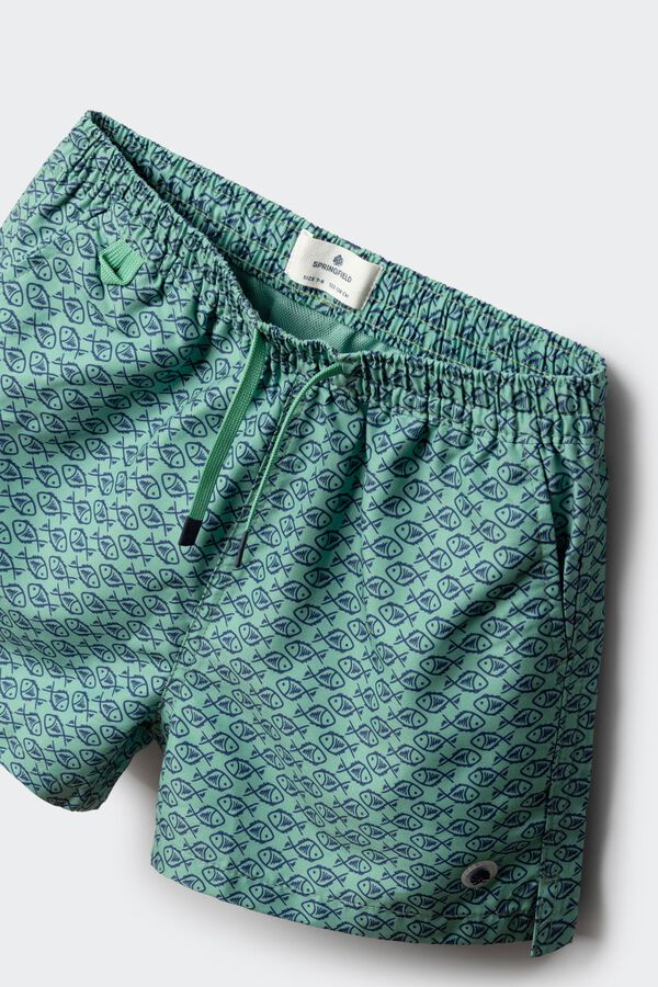 Springfield Kids Dečiji kupaći kostim sa ribicama Zelena