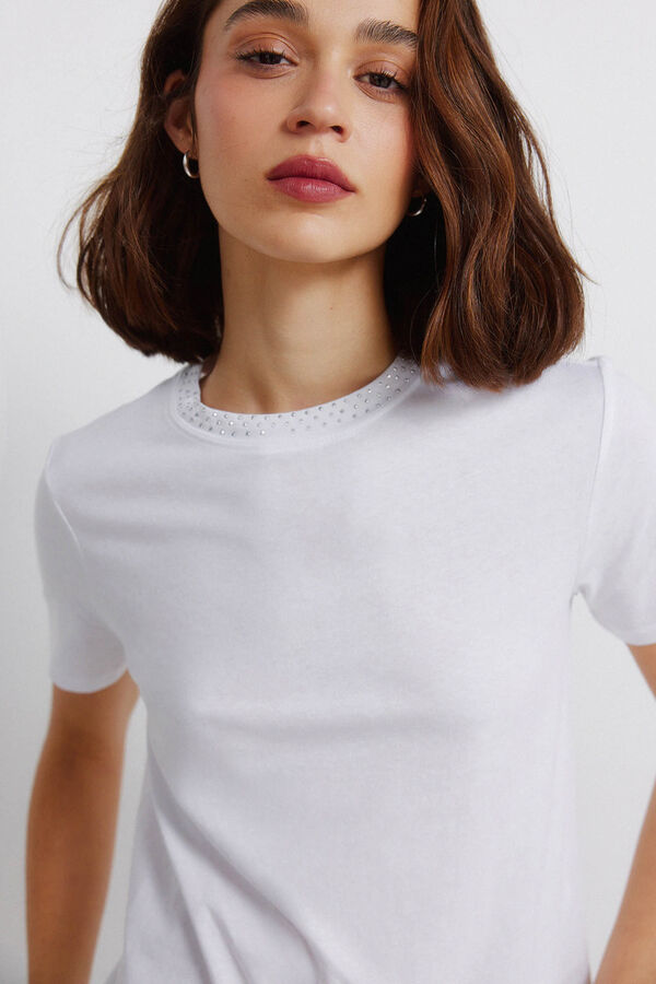 Springfield Majica kratkih rukava sa nitnama Bela