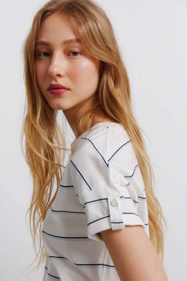 Springfield Majica kratkih rukava na pruge Bela