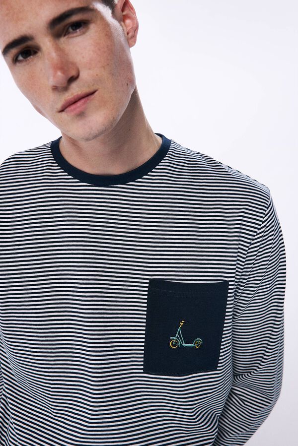 Springfield Pijama largo punto algod&oacute;n patinete azul