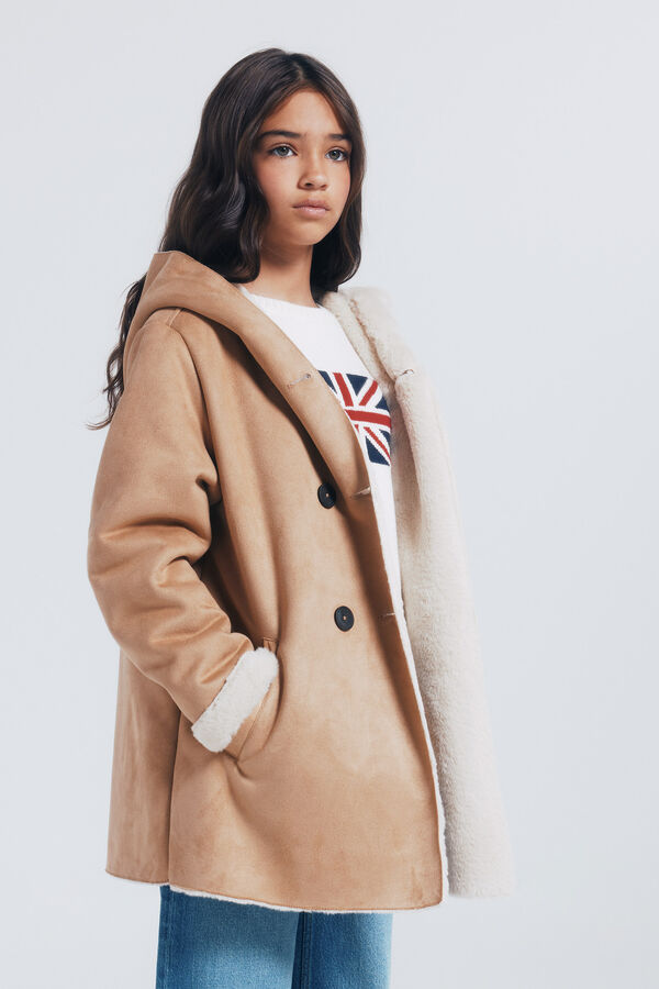 Springfield Kids Jakna od sukna na preklop za devojčice Bež