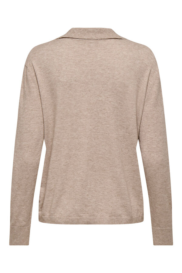 Only Polo de malha de manga comprida cru