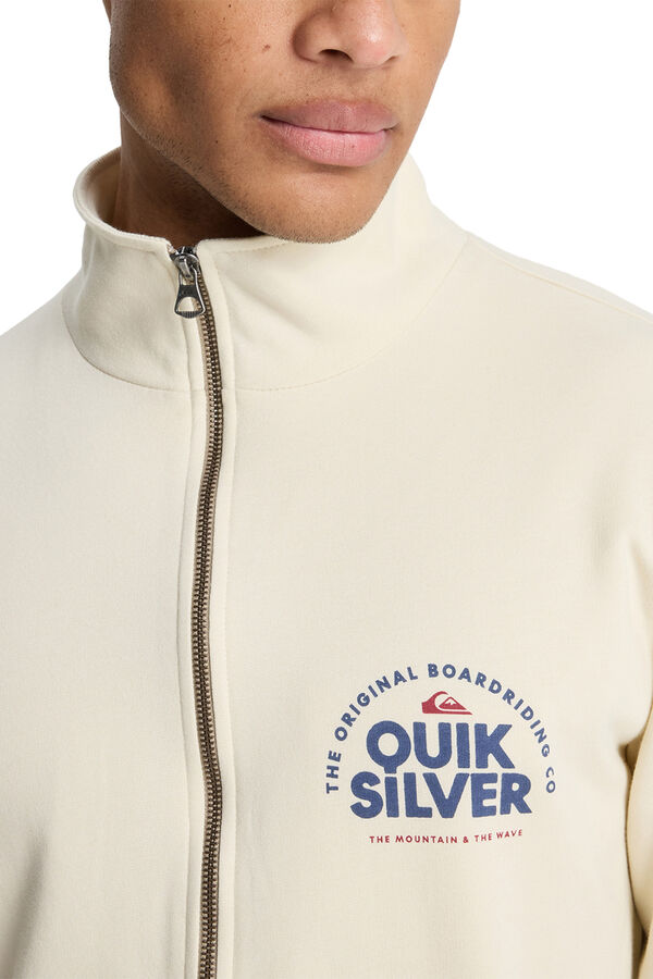 Quiksilver Sudadera con cremallera y cuello mock neck blanco