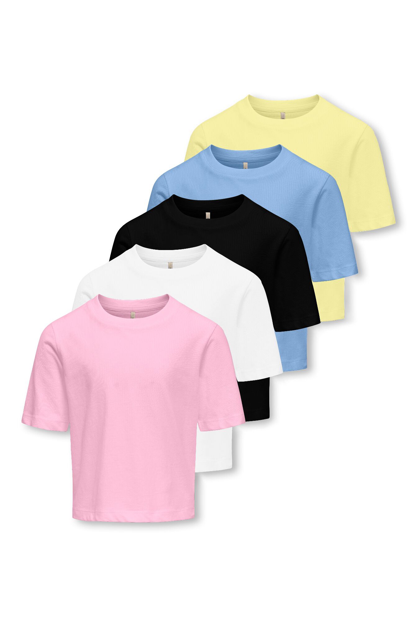 Only Girls Pack de 5 camisetas lisas de manga corta