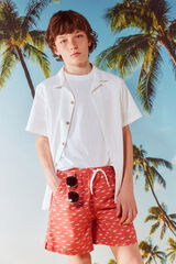 Springfield Kids Dečiji kupaći kostim sa ajkulama Crvena