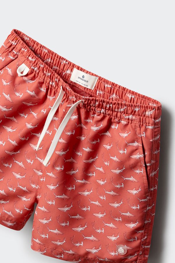 Springfield Kids Dečiji kupaći kostim sa ajkulama Crvena