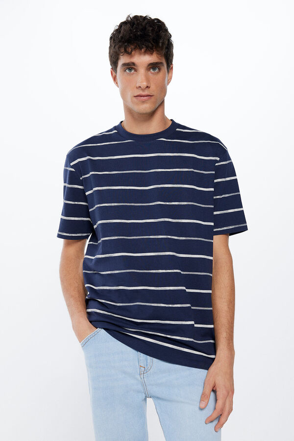 Springfield Camisola às riscas aguarela azul