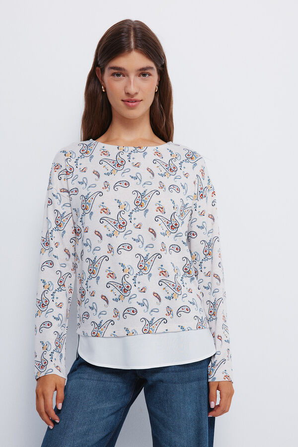 Springfield Majica sa kombinovanim &scaron;tampom  Braon