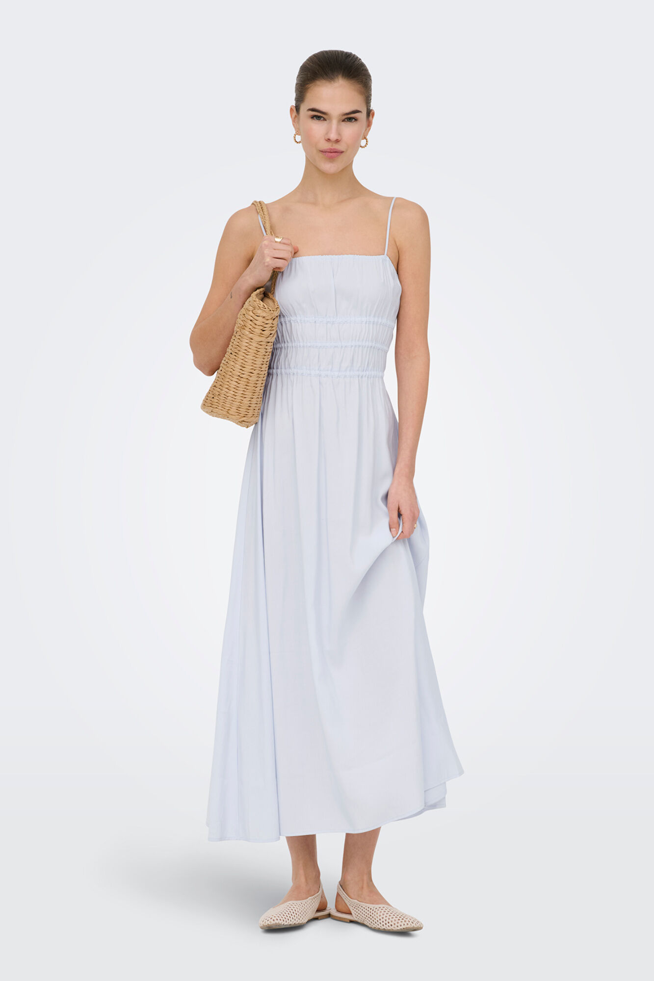 Only Vestido comprido com detalhes franzidos