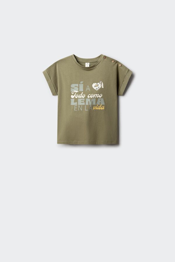 Springfield Kids Camiseta "S&iacute; a todo como lema en la vida" kaki