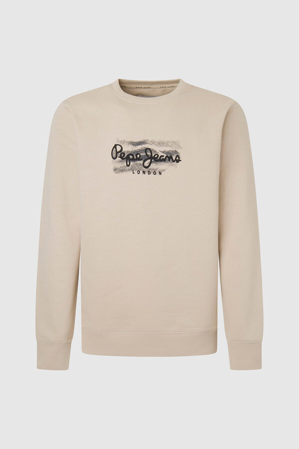 Springfield Sweatshirt mit Logo-Print braun