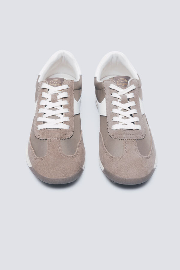 Springfield Zapatilla piel estilo retro marrón